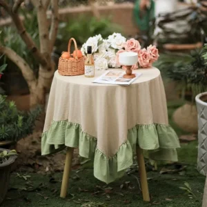 100% Cotton Round Table Cloth Washable Vintage Ruffle Tablecloth For Wedding Party Dining Banquet Decor Living Room Table Cloth