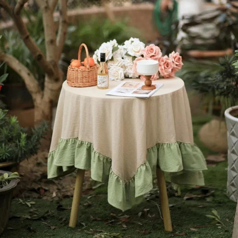 100% Cotton Round Table Cloth Washable Vintage Ruffle Tablecloth For Wedding Party Dining Banquet Decor Living Room Table Cloth - Image 7
