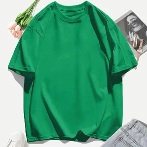 Y2K Woman 100% Cotton T Shirts Solid Color Casual T-Shirt O-Neck Summer Tops For Women Fashion Oversized Female Sportswear