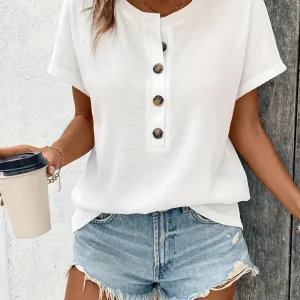Europe and America large solid color short sleeve T-shirt women summer new loose V-neck casual all-matching three-point sleeve b