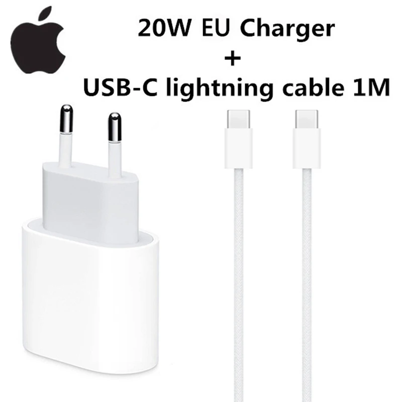 Original 20W USB-C Power Adapter For iphone 17 16 15 14 mini Pro Max Type C fast charger for Apple Cable for iPhone X 12 13 Plus
