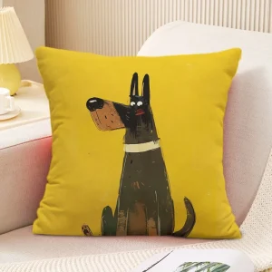 Cute Puppy Pattern Decorative Pillowcase Living Room Bedroom Square Cushion Pillowcase