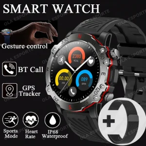 New Outdoor Military Dual-Band GPS Military Smart Watch 5ATM Waterproof Heart Rate Sleep Monitor Bluetooth Calls Smart Watch Men