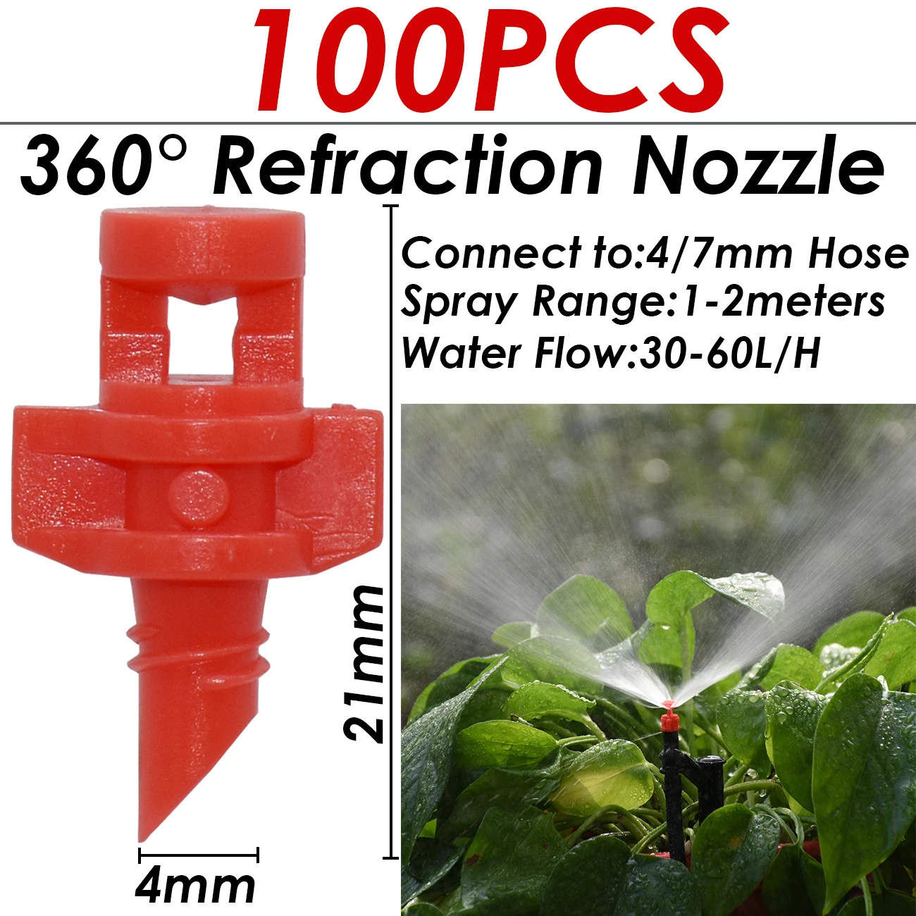 KESLA 100PCS 90-360° Male Barbed Refraction Micro Nozzles Garden Greenhouse Drip Irrigation Sprinkler Atomized Sprayer Watering - Image 3