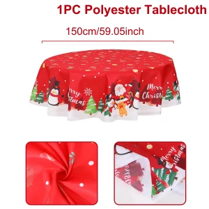 Christmas Polyester Round Tablecloth 2025 Merry Christmas Decoration For Home Xmas Gift Navidad New Year 2026 Dining Table Cover