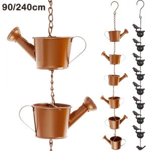 240cm Metal Rain Chain Hanging Birds/Kettle Decorative Rain Catcher for Home Outdoor Garden Gutter Roof Downspout Tool New