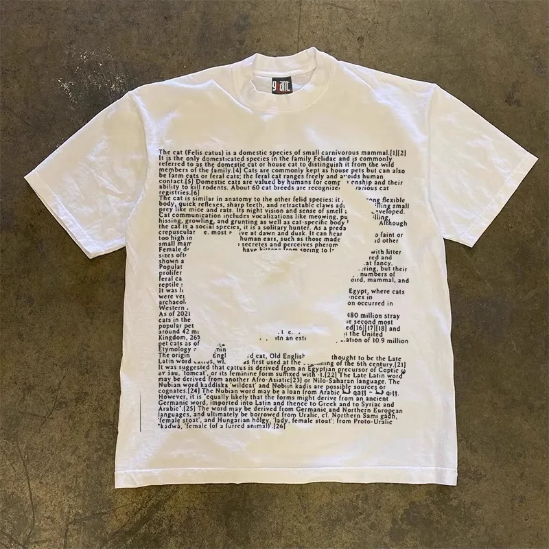 European Cute Letters Cat Print Pure Cotton T Shirt Men Women Summer Y2k Personality Cute Street Clothing Half Sleeved Tops - الصورة 7