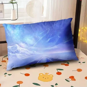 Starry Sky Sunset Sea Pillow, 2D Night Scene Pillow Core and Case Set, Aesthetic Pillow for Student Dormitory