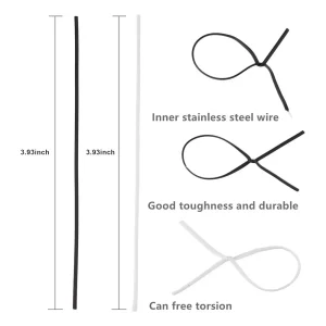 100Pcs BK WH Oblate Iron Wire Twist Ties Heavy Duty Coated Garden Ties for Outdoor Indoor Plants Tomato Cucumber Vines Support