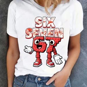 Funny 67 Brainrot Women T Shirts for Laddy Six Seven Brain Rot T-Shirt Party Tshirt for Girls T shirt for Woman Tops Tees