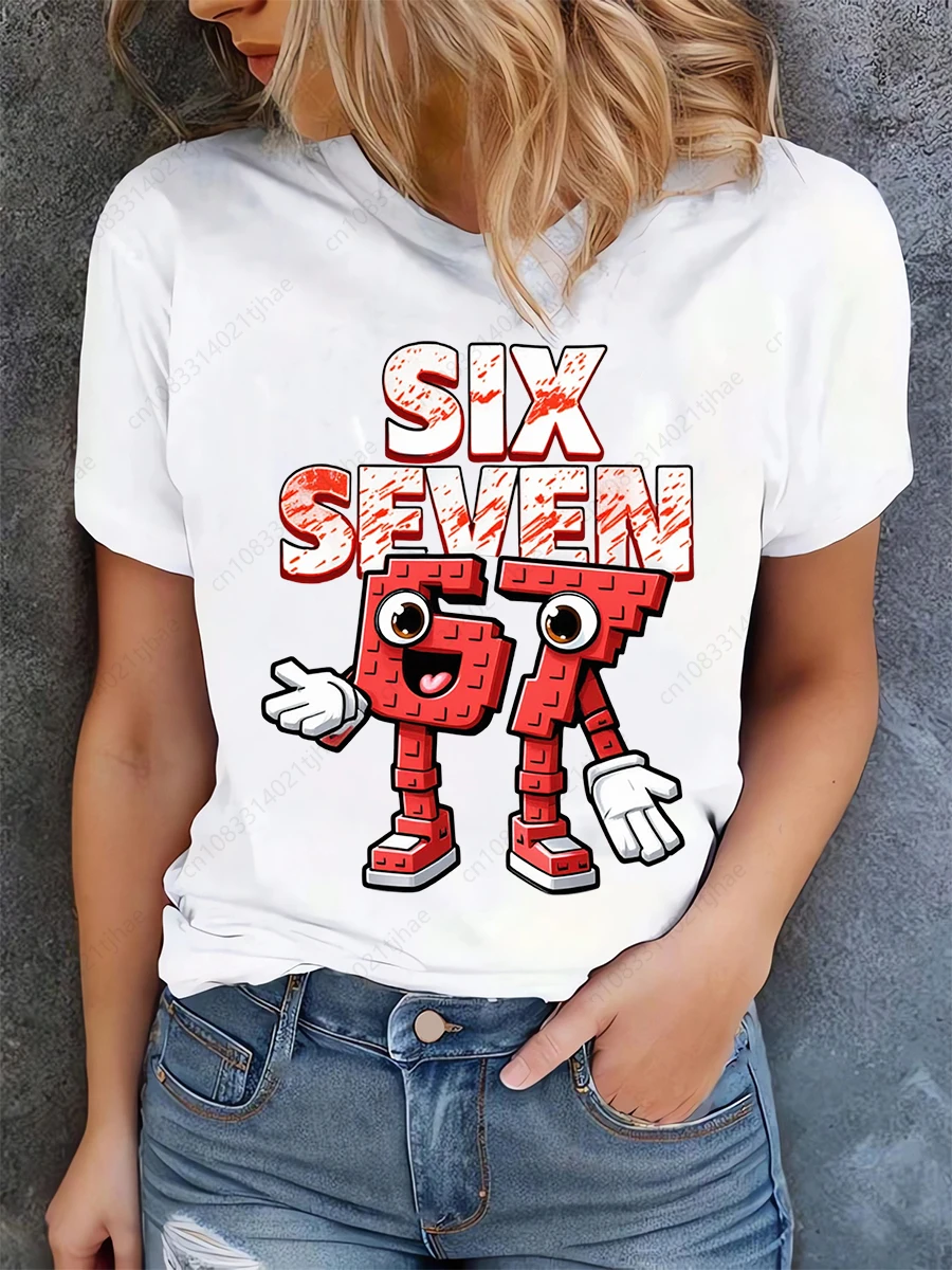 Funny 67 Brainrot Women T Shirts for Laddy Six Seven Brain Rot T-Shirt Party Tshirt for Girls T shirt for Woman Tops Tees - Image 3