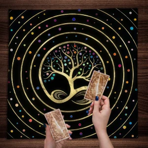 Mysterious Green Tree of Life Tarot Card Tablecloth Wicca Altar Cloth Fantastic Life Tree Tablecloth for Tarot Oracle Card Pad