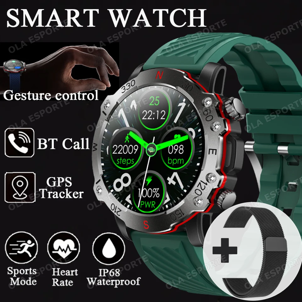 New Outdoor Military Dual-Band GPS Military Smart Watch 5ATM Waterproof Heart Rate Sleep Monitor Bluetooth Calls Smart Watch Men - الصورة 10