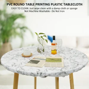 Round Tablecloth PVC Waterproof Oil-Proof Elastic Edged Party Wedding Table Cloth Home Decor Kitchen Table Protection Cover