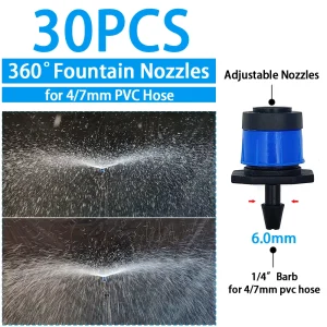 WUJIE Greenhouse Watering Sprinkler Dripper Drip Irrigation Garden Adjustable Mist Emitters Stake Micro Spray Rotating Nozzle