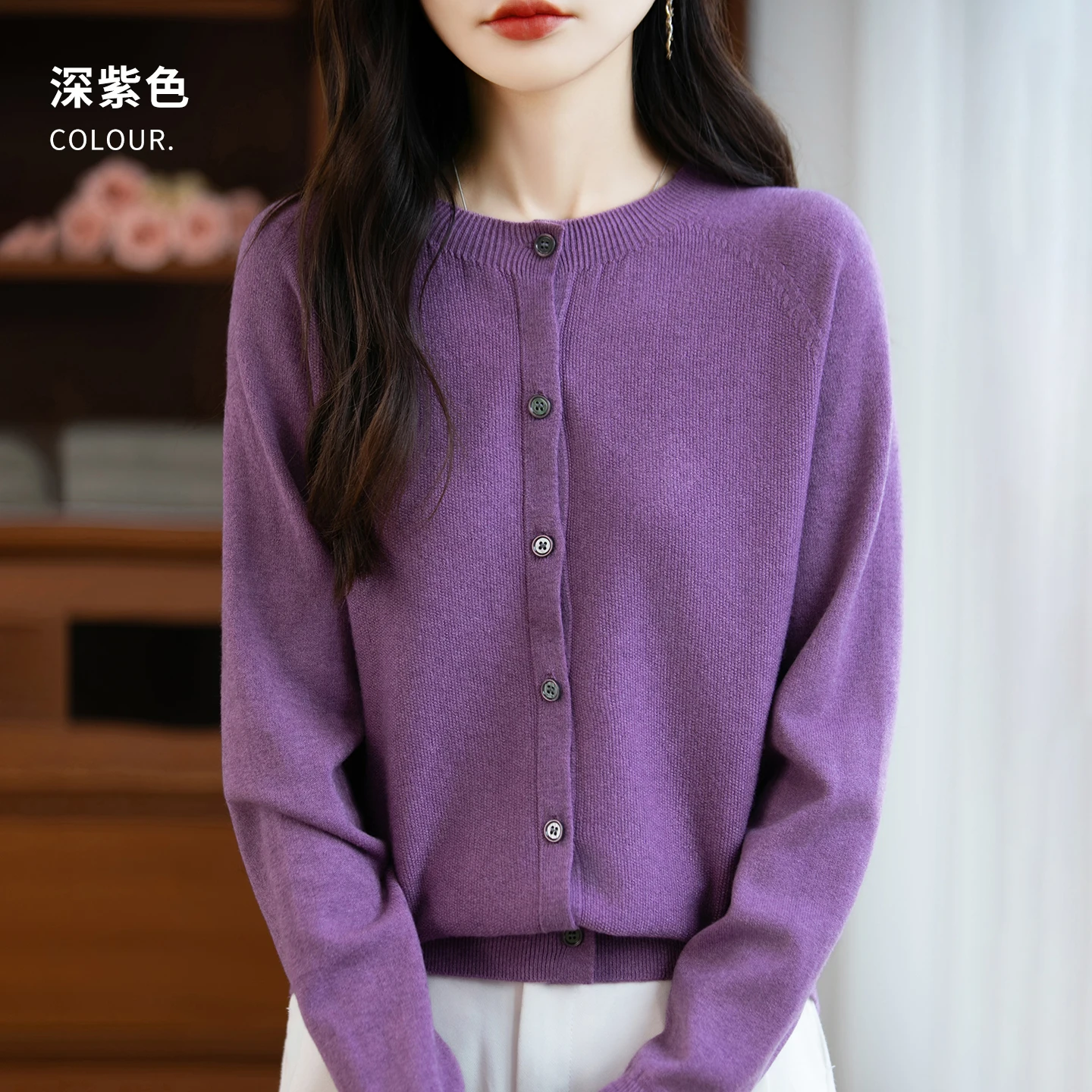 Classic Merino Wool Woman Sweater Basic Female Autumn Winter Knitted Cardigan Elegant Ladies Cashmere Long Sleeve Clothing Tops - Image 11