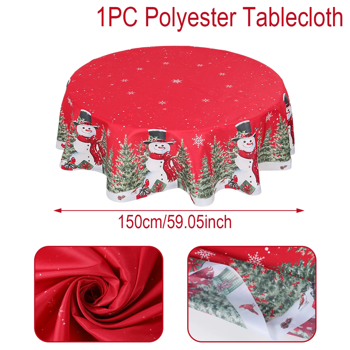 Christmas Polyester Round Tablecloth 2025 Merry Christmas Decoration For Home Xmas Gift Navidad New Year 2026 Dining Table Cover - Image 7