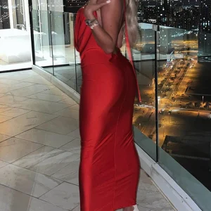 Dulzura Autumn Women Halter Backless Midi Dress For Women Bodycon Sexy Party Elegant Outfits Evening Birthday Clothes Y2K 2024
