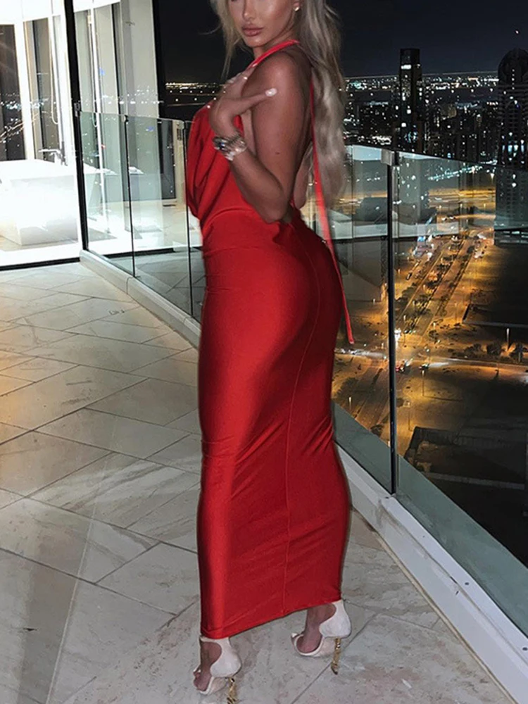 Dulzura Autumn Women Halter Backless Midi Dress For Women Bodycon Sexy Party Elegant Outfits Evening Birthday Clothes Y2K 2024 - Image 2