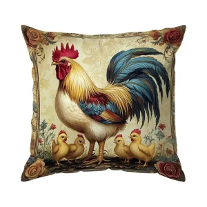 Home Decor Farmyard Roosters and Eggs Pillow Covers Pattern Cushion Cover Suitable for Sofa Bedroom Car Pillow Cover