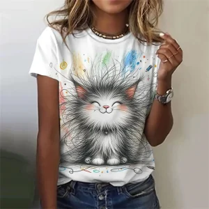 3D Printed Rabbit T Shirt For Women Cute Animal Pattern Short Sleeves Summer Casual Fashion Street O-Neck Tees Oversize T-Shirts