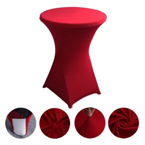 Creative Simple Style Solid Color Polyester Round Banquet Elastic Table Set Hotel Wedding Decoration Cocktail Bar Table Set