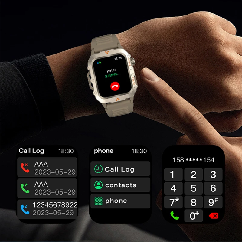 Flashlight Smartwatch Fitness Clock Health Monitor Waterproof Smart Watch Bluetooth Call Sports Watches for Man IOS Android 2025 - الصورة 3