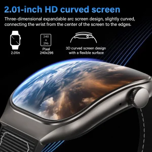 LAXASFIT New Smart Watch 2.01" 3D Curved Screen Men Women BT Call Sports Fitness Health Smartwatch Music Weather Smart Watch