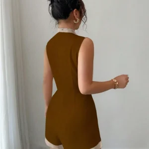Elegant Women's Bodycon Jumpsuit, Sleeveless Backless Design, High Waist Ruched Detailing, Perfect for Parties & Events