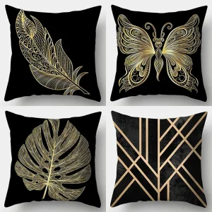 Home Decor Gold Patterned Decorative Digital Print Pillowcases Pattern Cushion Cover Suitable for Sofa Bedroom Car Pillow Cover