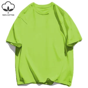 Y2K Woman 100% Cotton T Shirts Solid Color Casual T-Shirt O-Neck Summer Tops For Women Fashion Oversized Female Sportswear