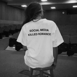 2025 Social Media Killed Romance Summer T Shirt Men Women Aesthetic Valentine's Print T-Shirt Couple Cotton Tee Tops Clothing