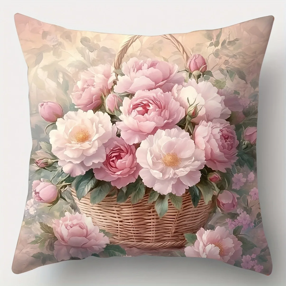 Enchanting Peony Pillow Cover: Soft Hues and Lush Floral Artistry, Sofa Chair Cushion Cover, Bedroom Room Decor - Image 6