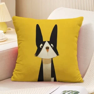 Cute Puppy Pattern Decorative Pillowcase Living Room Bedroom Square Cushion Pillowcase
