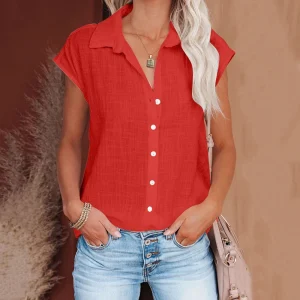 Summer Solid Cotton Linen Shirt Women's Clothing Casual Short Sleeve Tops Tee Ladies T-Shirts Blusas Thin Loose T Shirt Woman
