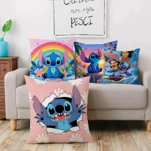 Hot Cartoon Anime S-Stitchs Pillow Covers Cartoon Sofa Decorative Home Double-sided Printing Short Plush Cute Cushion Cover