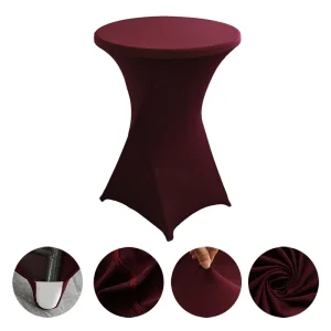 Creative Simple Style Solid Color Polyester Round Banquet Elastic Table Set Hotel Wedding Decoration Cocktail Bar Table Set