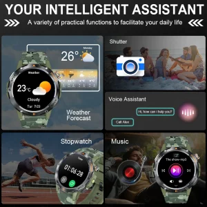 LIGE Smart Watch Men's Sports Watch Compass Flashlight 400mAh Large Battery Bluetooth Call Outdoor Waterproof Durable Smartwatch