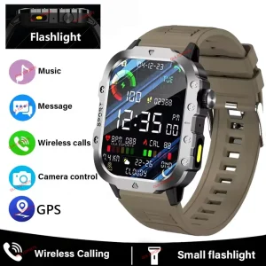 2025 Rugged Military Smart Watch Men's Outdoor Watch 2.01" HD Touch Screen Voice Bluetooth Call Sports Waterproof Smartwatch New