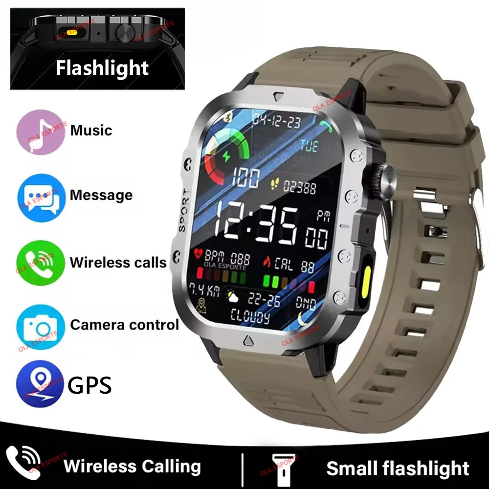 2025 Rugged Military Smart Watch Men's Outdoor Watch 2.01" HD Touch Screen Voice Bluetooth Call Sports Waterproof Smartwatch New - الصورة 11