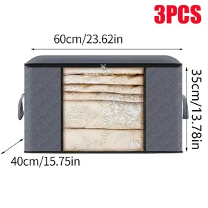1/3pc Large Capacity Clothes Storage Bag Foldable Blanket Storage Bags Storage Containers for Organizing Bedroom Closet Clothing