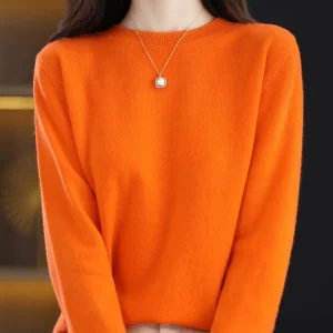 Autumn Winter Women Wool Sweater O-neck Long Sleeve Pullover Basic Casual Loose Style Famale Clothing Merino Wool Knitwear Tops