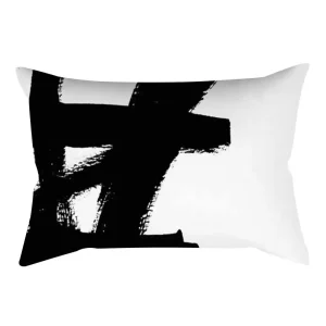 Black and White Striped Geometric Rectangle Pillow Cover Cushion Home Decor Bedroom Living Room Fashion Design