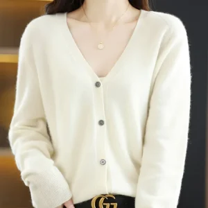 Women Cardigans V-neck Long Sleeve Knitted Outerwear Solid Thin Spring Autumn Sweaters Knitwears Korean Fashion Red Cardigans