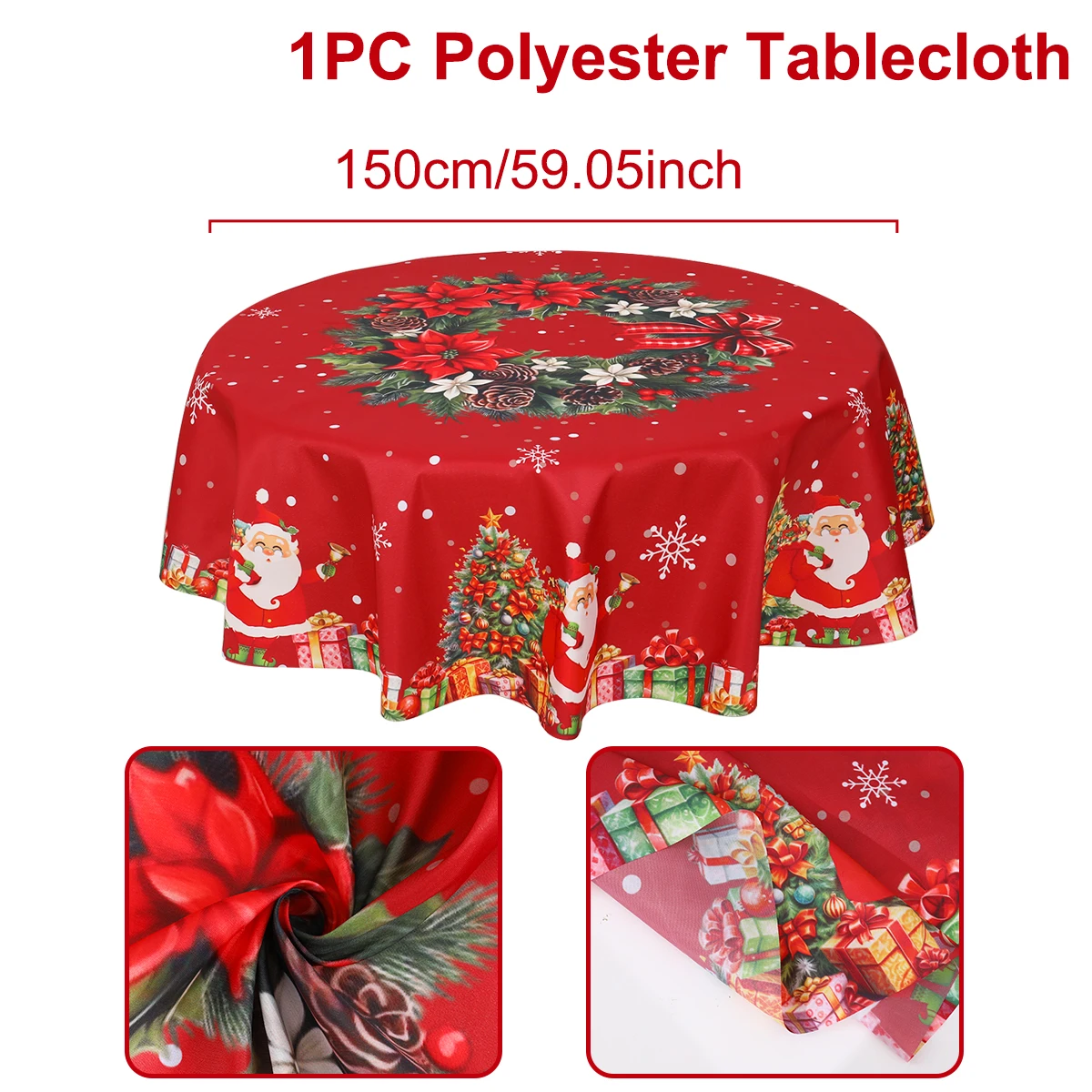 Christmas Polyester Round Tablecloth 2025 Merry Christmas Decoration For Home Xmas Gift Navidad New Year 2026 Dining Table Cover - Image 10
