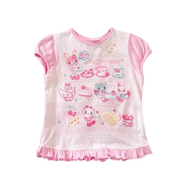 Japanese Girl Woman Clothing Cute Printed Short T-shirts Female Summer Colorful Short Tops Kawaii Pulover Youthful y2k Clothes - الصورة 7