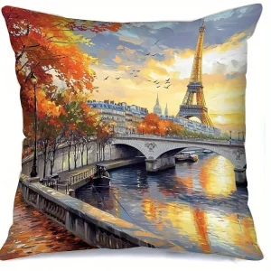 Home Decor Vibrant European Scenes Printed Pillow Covers Pattern Cushion Cover Suitable For Sofa Bedroom Car Pillow Cover