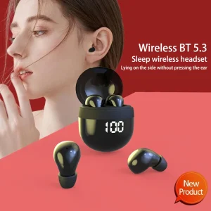 Mini Wireless Bluetooth 5.3 Headphones Bass Sleeping Headset with Microphone Noise Cancellation HD Earbuds