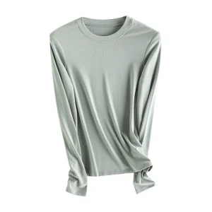 SuyaDream, Women Bottoming T Shirt, 28%Wool 37%Cotton, Long Sleeves, Solid Basic Thermal Shirt, 2025 Autumn Winter Top