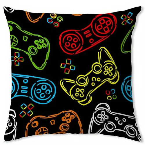 Home Decor Colorful Game Controllers Fun Gaming Throw Pillow Pattern Cushion Cover Suitable for Sofa Bedroom Car Pillow Cover - الصورة 8